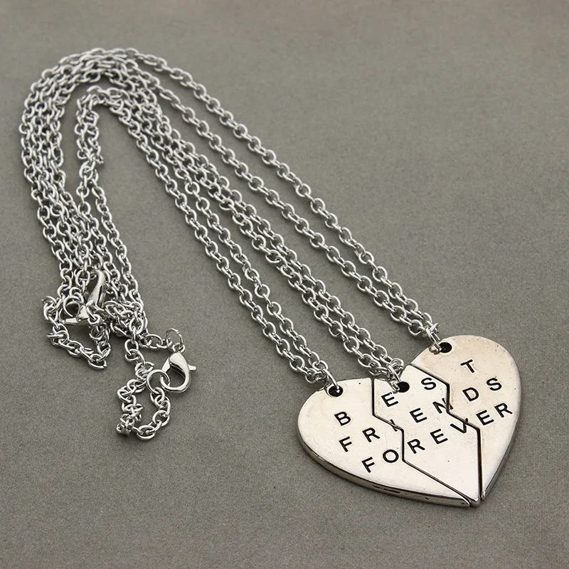 Цепочка многослойная из серебра с надписью Best Friend Forever|best friends forever necklace|friends