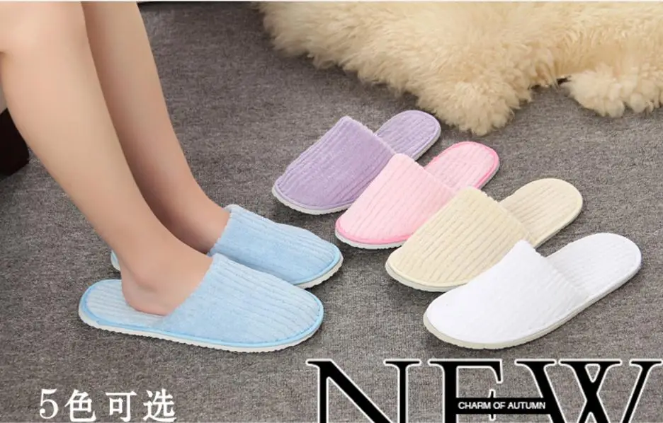 

5 pairs thickness 10mm disposable Coral velvet slippers, soft and travel one-time clean slippers. public places, hotel shose.