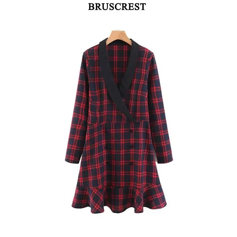 Винтажное зимнее платье с длинным рукавом женское шикарное клетчатое Элегантное