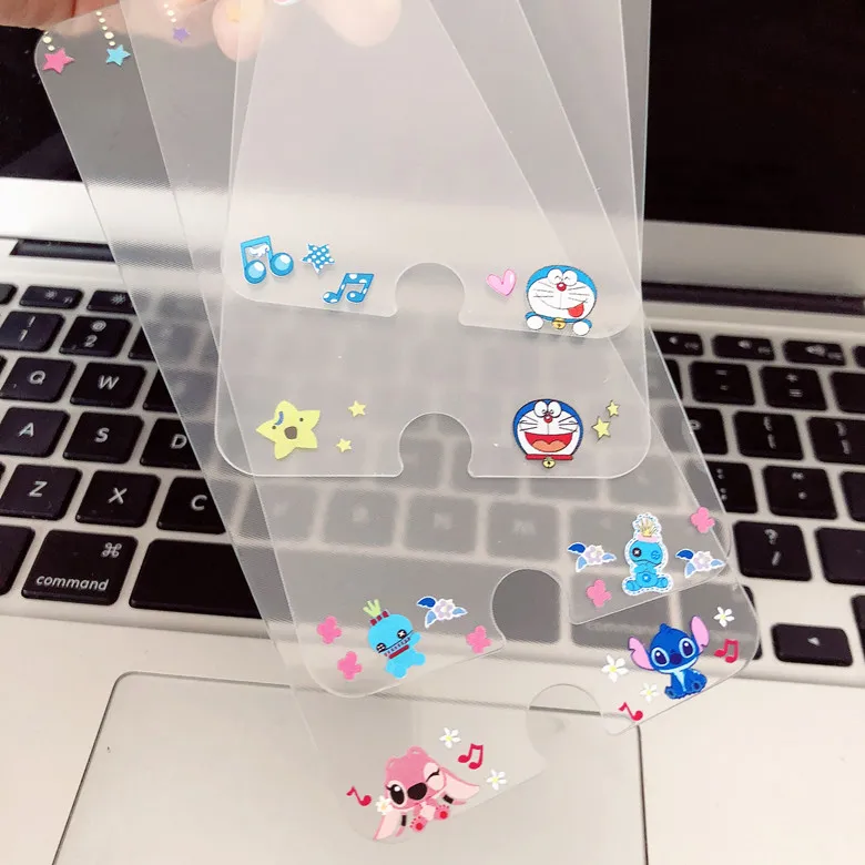 8plus Doraemon стежки мультфильм печати передний экран пленка защиты для iPhone8 7plus 6s 4,7 5,5 прозрачное закаленное стекло протектор