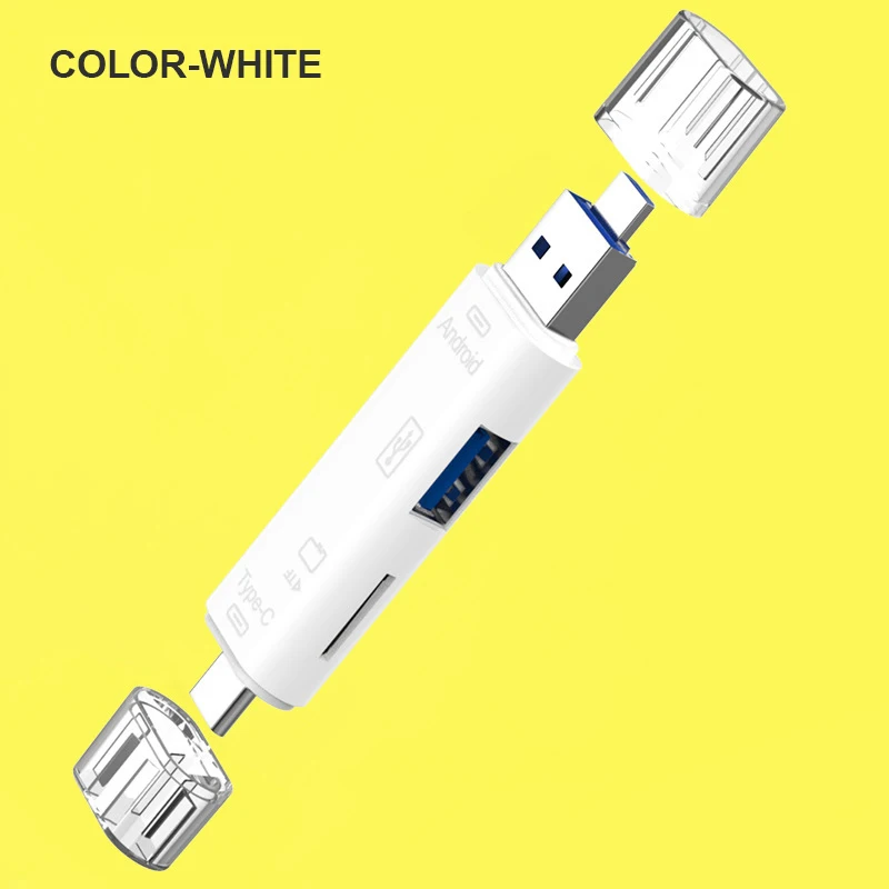 White Type C, micro USB и USB 3 в 1 OTG Кардридер высокоскоростной USB2.0 Универсальный OTG TF/USB для Android Компьютерный удлинитель-переходник - Цвет: White
