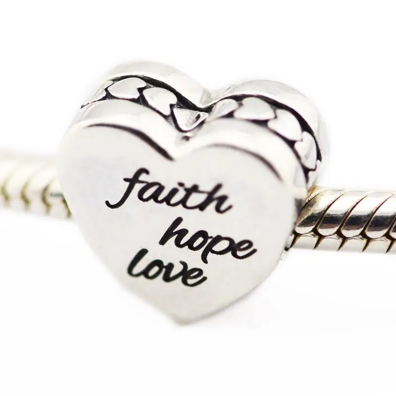 Шарм подвеска в виде сердца с надписью Faith Hope для женского браслета и чокера
