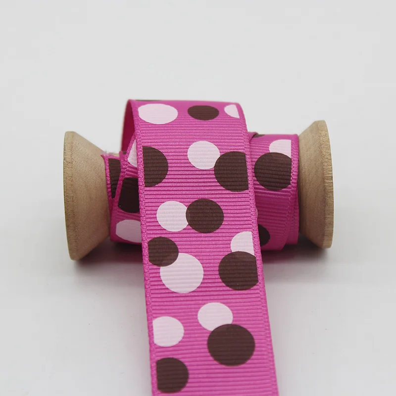 25mm Rose Pink 3/" 5/8" " Цветная корсажная лента в горошек 9 мм 16 мм 25 мм Личная графическая печать лента для рукоделия аксессуары для декора - Цвет: 25mm Rose Pink
