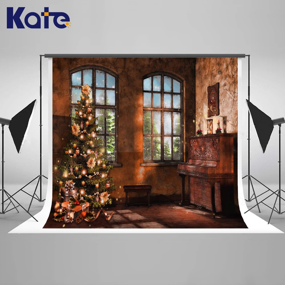 Kate Крытый теплый рождественский фон для фотосъемки Windows Tree Детские Рождественские украшения для дома зимний деревянный фон