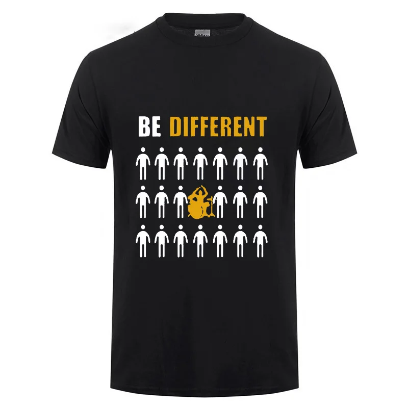 BE Different футболка забавный подарок на день рождения для барабанщика бойфренда мальчика Мужчины хип хоп Рок Группа Футболка короткий рукав барабанная музыка футболка - Цвет: Черный