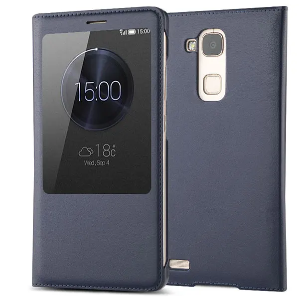 FDCWTS для huawei Ascend mate 7 Smart View функция автоматического сна функция рукав сумка кожаный чехол откидная крышка Подставка Кобура Оболочка - Цвет: Темно-синий