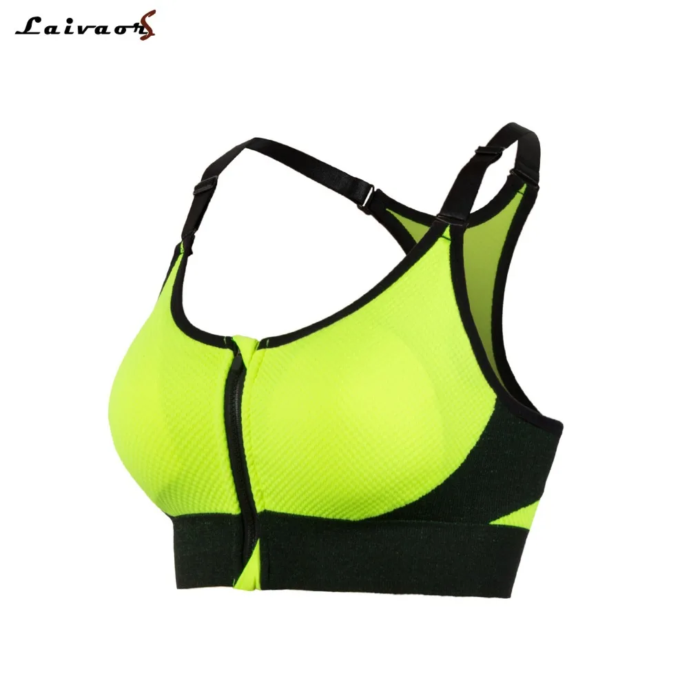 Women Front Zipper Push Up Sports Bras Padded Wirefree Shockproof Underwear Gym Fitness Yoga Vest Athletic Running Tops |