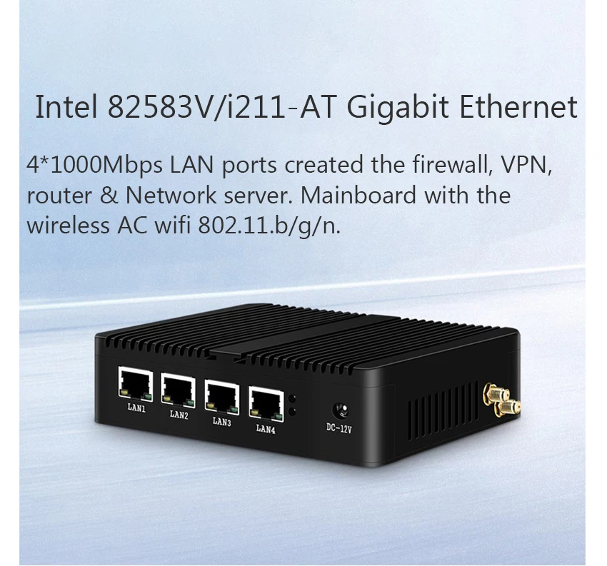 Безвентиляторный мини ПК Celeron J1900 4* LAN Gagabit Ethernet промышленный ПК Windows 7 брандмауэр маршрутизатор hdmi vga wifi Мини компьютер