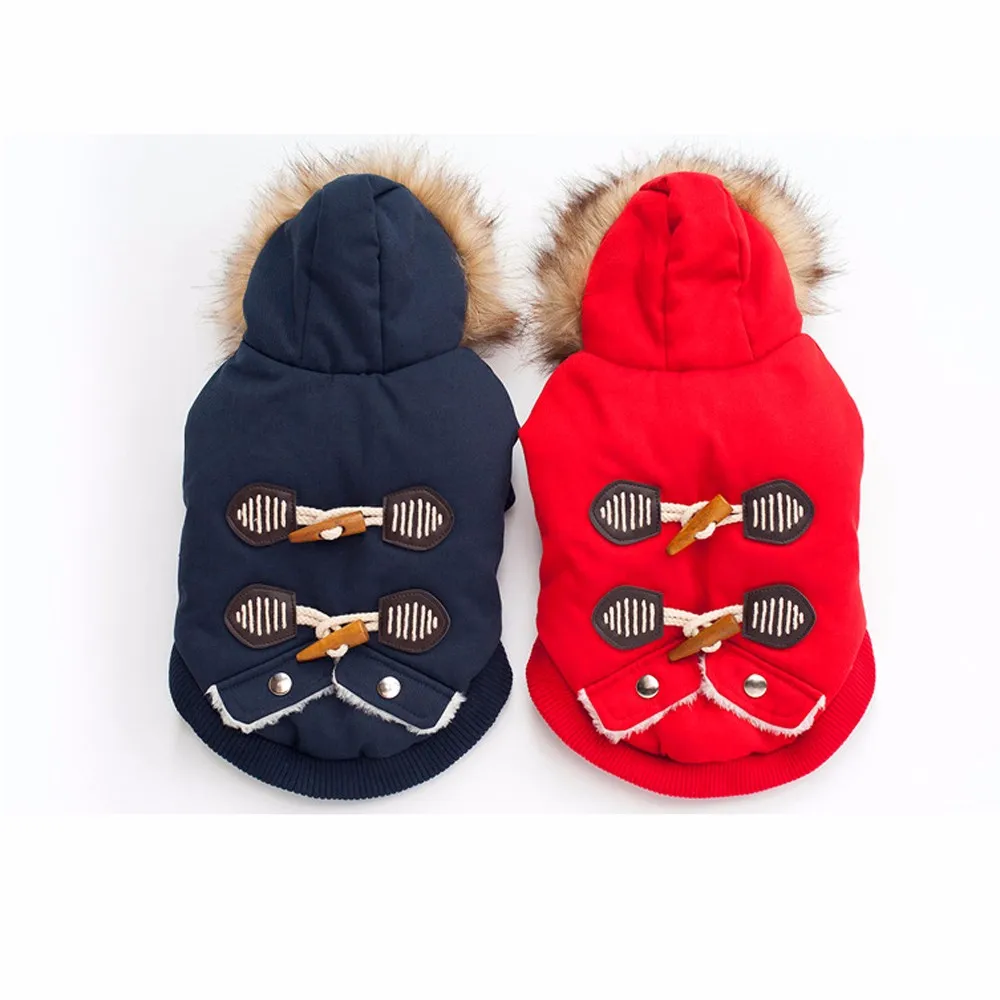 Pet Dog Cat Fur collar Ox horn Button Warm With Thick Coat Sweater Clothes Hood ropa de perro | Дом и сад