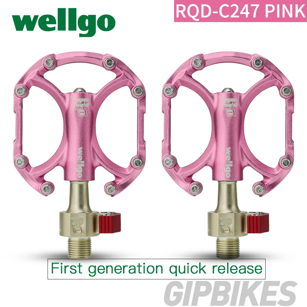 1nd generation pink Wellgo C247 Сверхлегкий Алюминиевый сплав quick release ультралегкий, дорожный велосипед складные велосипеды для езды на велосипеде CroMo шпинделя - Цвет: 1nd generation pink