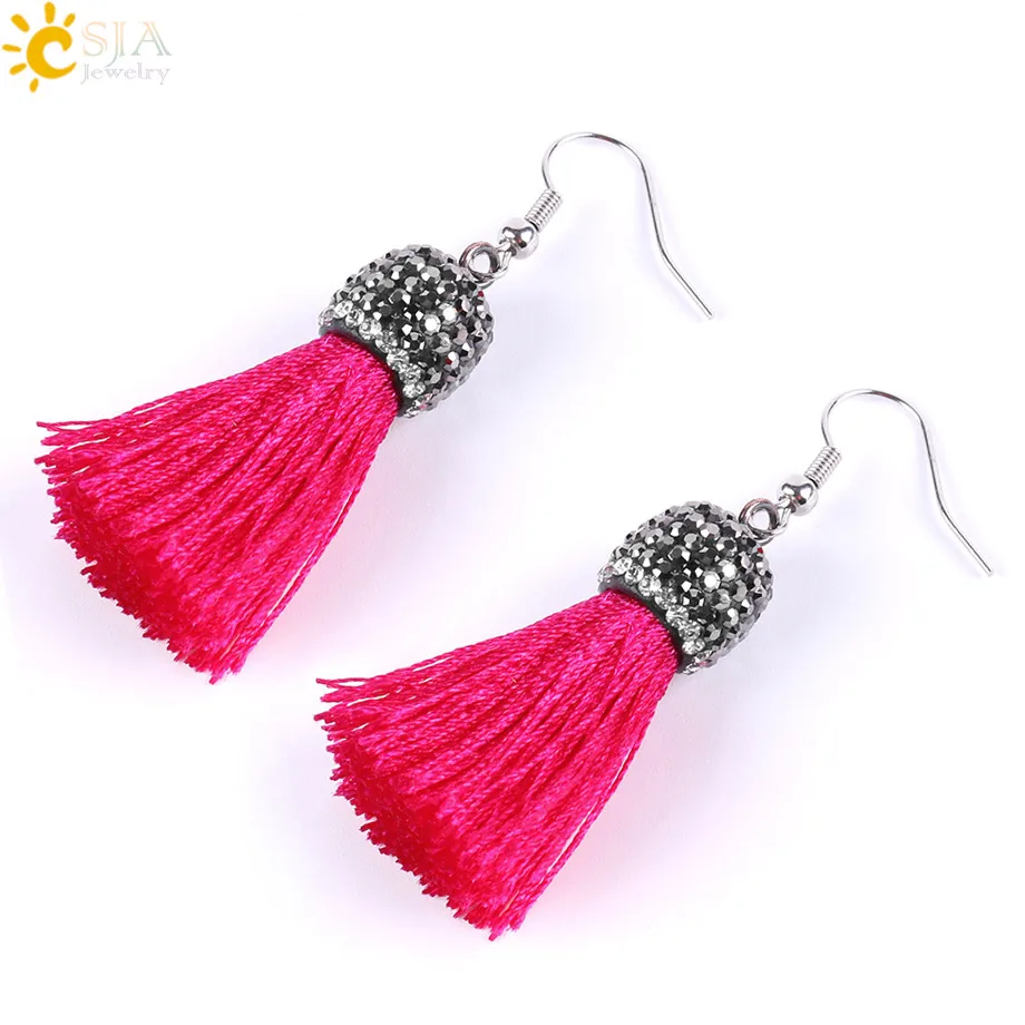 Женские массивные серьги с бахромой CSJA розовые хаки фиолетовые черные