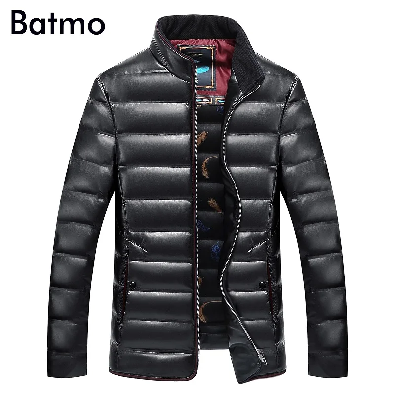 Куртка Batmo Мужская на белом утином пуху из искусственной кожи зимняя куртка