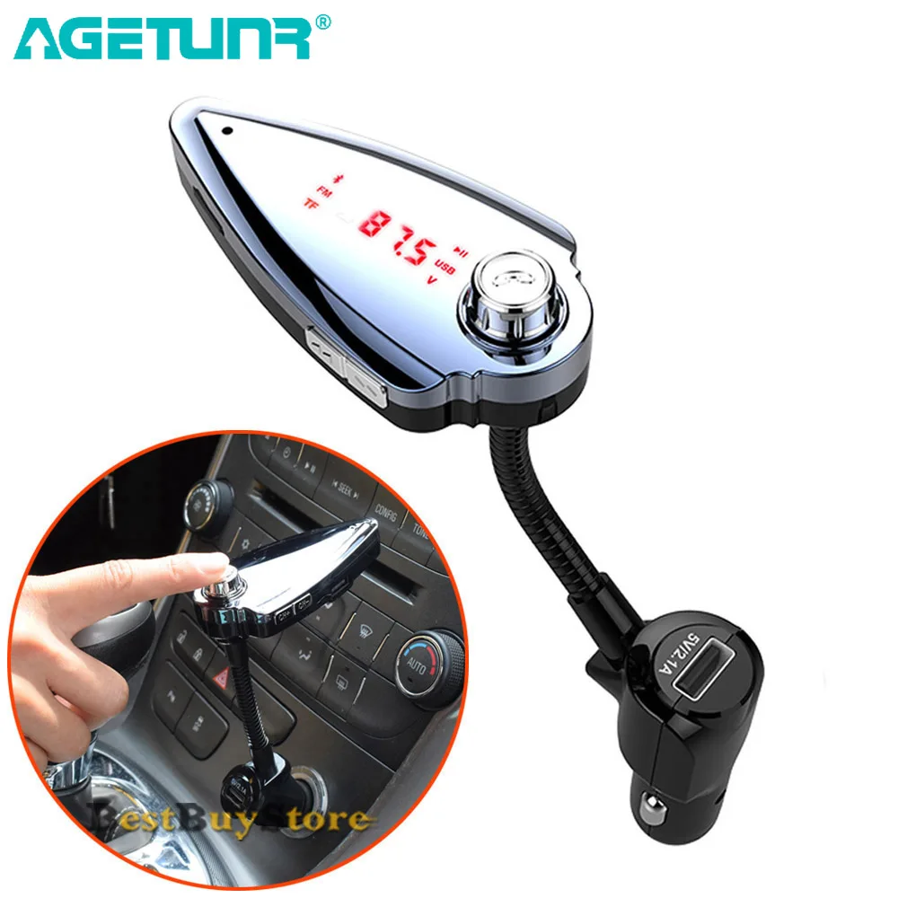 Комплект громкой связи AGETUNR для автомобиля Bluetooth fm передатчик mp3 плеер 5 в 2 1 А USB