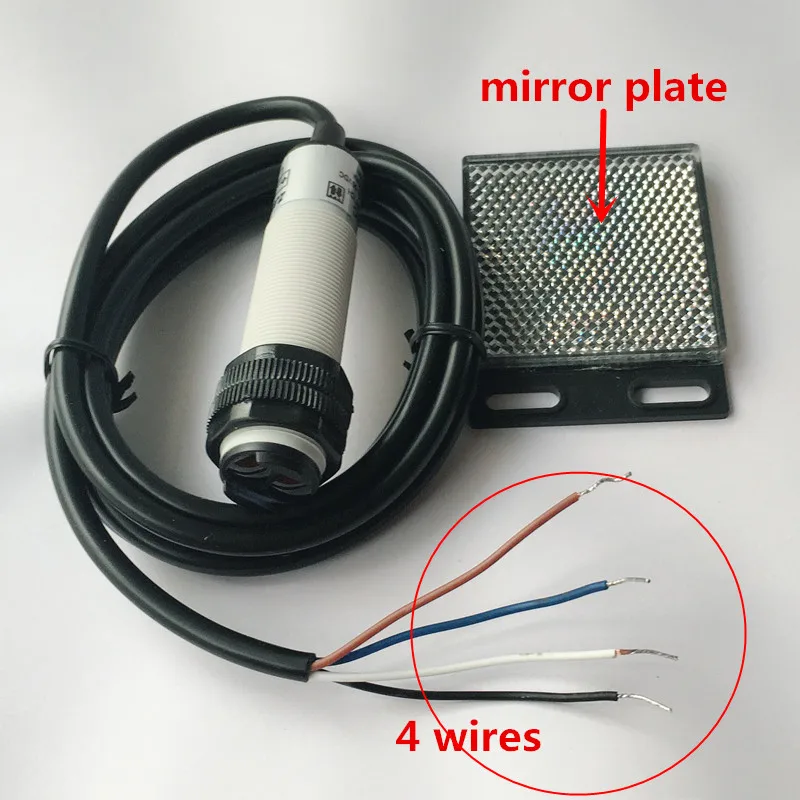 1 шт. M18 световозвращающий тип NPN NO+ NC dc 4 провода фотоэлектрический инфракрасный Фотоэлемент датчик зеркало отражатель расстояние 2 м
