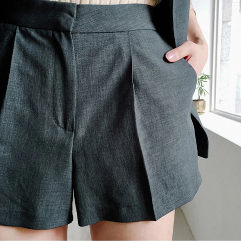 

OL 2 Pieces Set for Women Summer Short Pant Suits Notched Double Breasted Short Sleeve Blazer & Hot Shorts Casual Suit