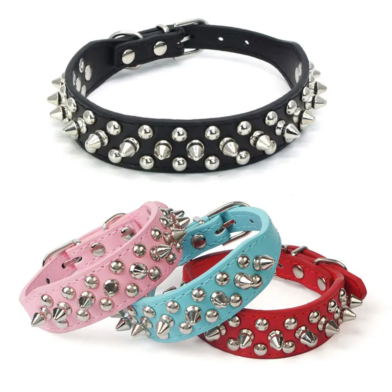 

Spiked Pet Dog Collar Rivet PU Leather Neck Strap Collars for Small medium Jack Russel Terrier large dogs rottweiler cat
