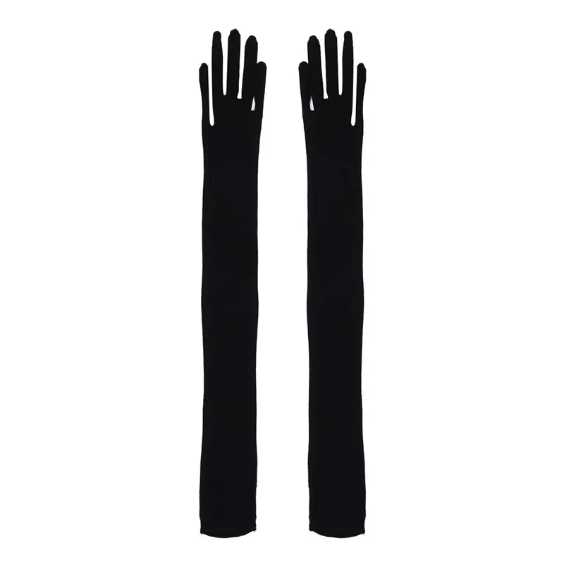 Black 1 пара, женские сетчатые прозрачные перчатки из ткани типа органди, эластичные длинные перчатки, варежки для защиты от солнца, свадебные женские перчатки - Цвет: Black