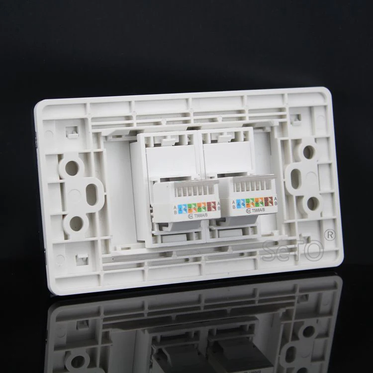 SeTo 120 тип 2 порта сеть Ethernet LAN Cat5e RJ45 панель настенная гнездо трапецевидная Лицевая