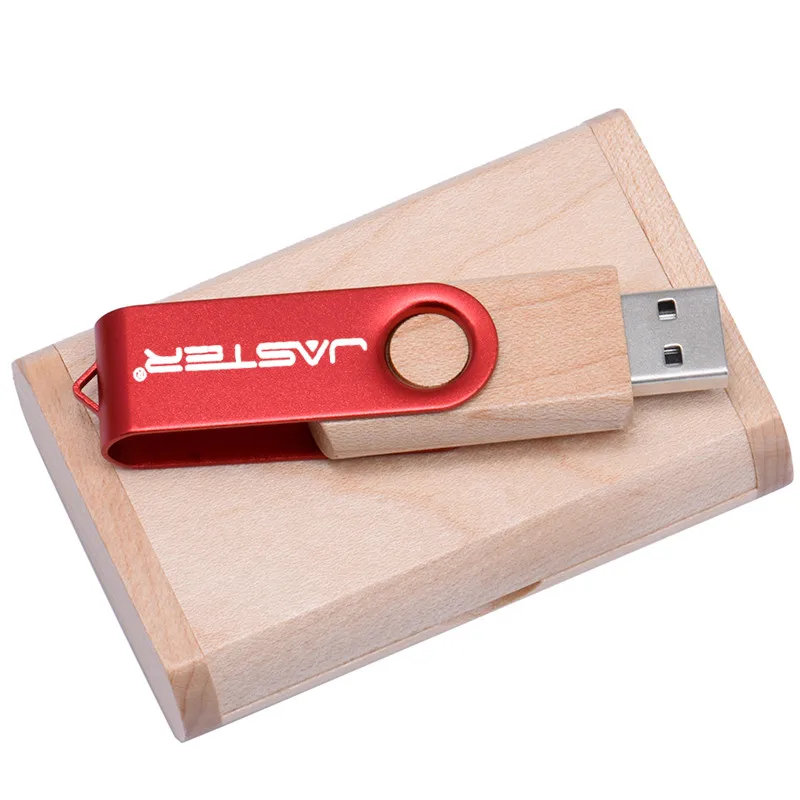 A JASTER деревянный металлический вращающийся USB с коробкой usb флеш-накопитель карта памяти Флешка 4 ГБ 8 ГБ 16 ГБ 32 ГБ логотип для фотографии - Цвет: A