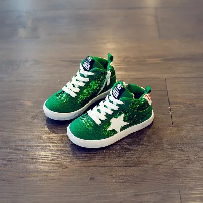 Блеск Дети Высокий Верх Мода Кроссовки 2016 Осень Мальчики Кожа Девушки