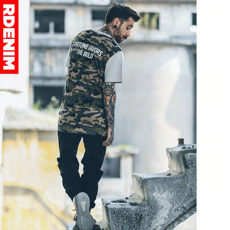 2022 Летняя мужская одежда реглан камуфляжная коричневая Мужская футболка уличная