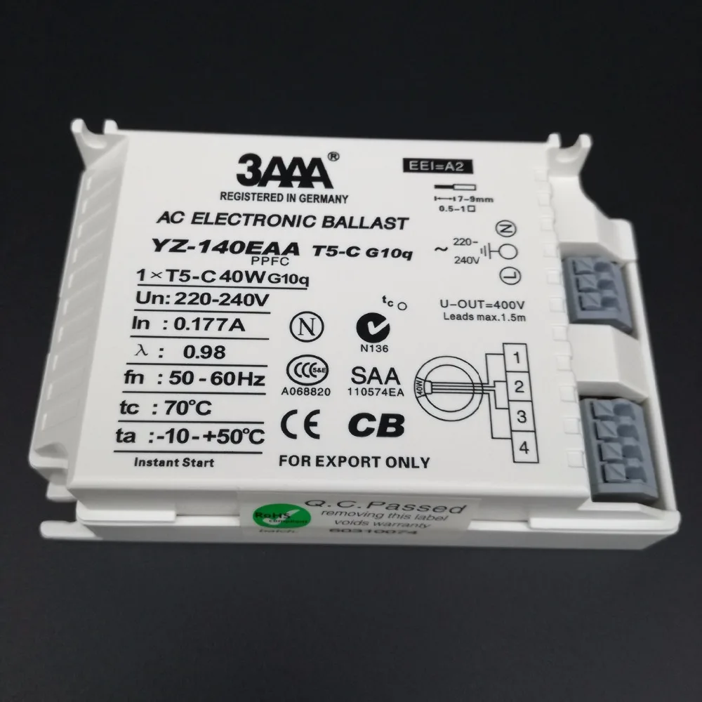 3AAA YZ-140EAA 1xT5-C 40W 220-240V AC люминесцентная лампа Электронный балласт для T5 кольцевыми