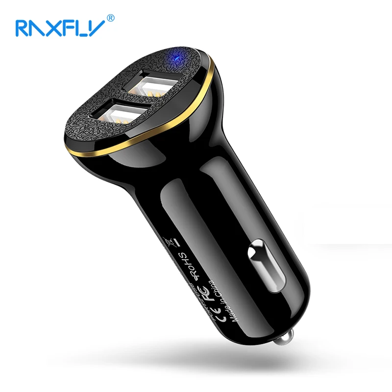 RAXFLY автомобиль USB переходник для зарядного устройства мобильный Зарядные устройства для телефонов 2 порта USB Автомобильное зарядное устройство для iPhone samsung Xiaomi планшет зарядное устройство Авто зарядка