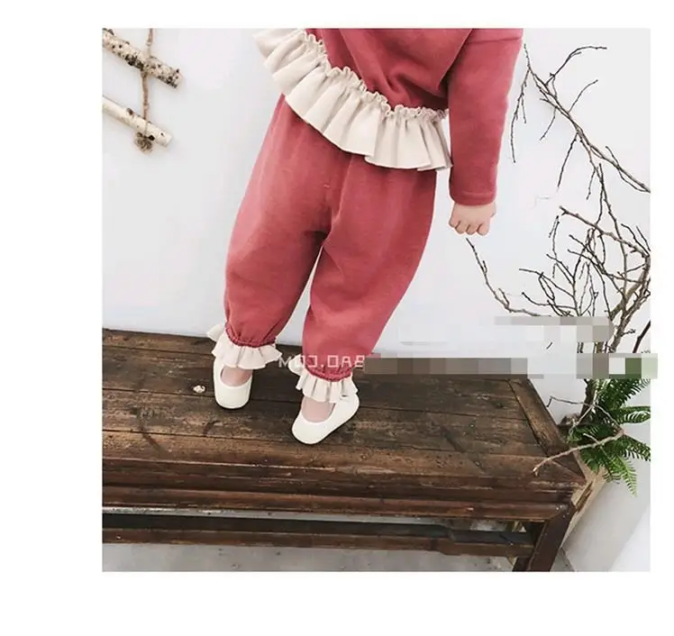 2PCS girls winter velvet clothing set kids thick patchwork hoodies and warm pant baby black red casual clothes children 2-7T | Детская