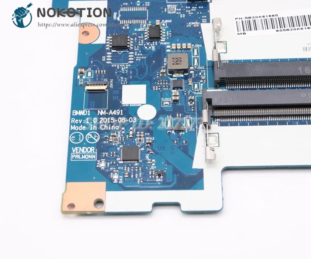 NOKOTION 5B20K61885 BMWD1 NM-A491 материнская плата для ноутбука Lenovo 300-17ISK основная SR2EY I5-6200U CPU