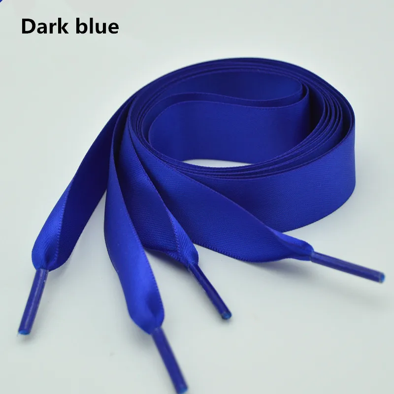 Dark Blue 22-дюймовый Цвет 2 см Ширина шелковая лента атласная шнурки 80/100/120/140/160 см Длина кроссовки спортивная обувь со шнуровкой Прямая - Цвет: Dark Blue
