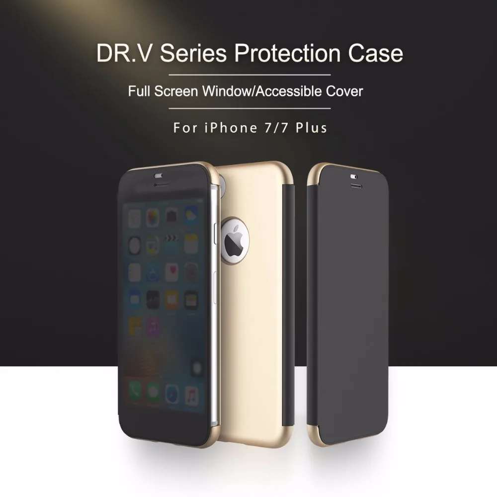 Серия Dr. v, флип-чехол для iPhone 7, 7 plus, ROCK, невидимое окно, полная защита экрана, телефон, флип-чехол для iPhone 7, 7 plus
