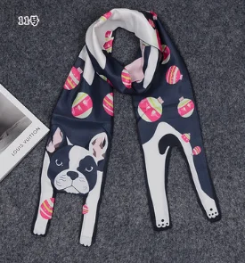 Bulldog 120 см x 10 см,, шарфы, трехмерный шелковый шарф в виде животного, тигра, кошки, собаки, шарф для родителей и детей, уникальный дизайн, сумка в комплекте G - Цвет: Bulldog