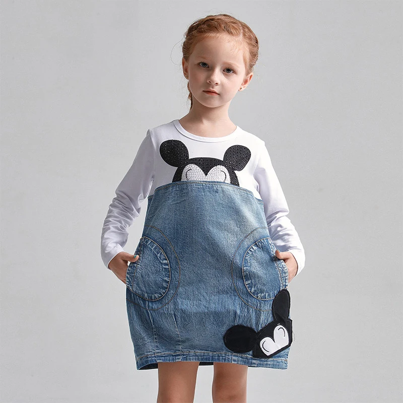 2016 платья из джинсовой ткани для девочек летняя одежда подростков школьная 5 6 7 8 9