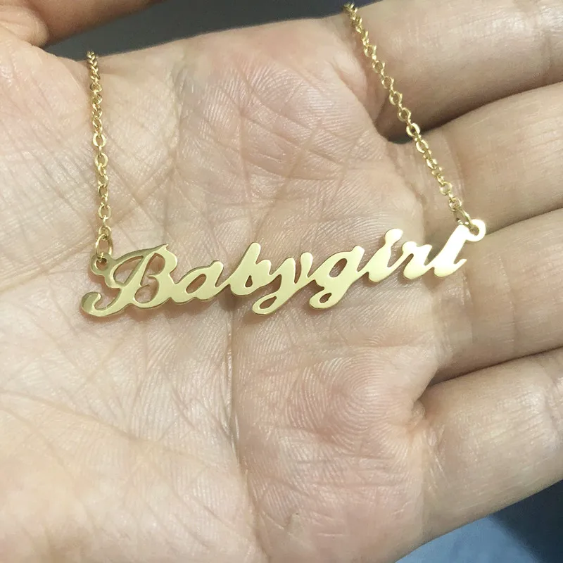 6 Babygirl Индивидуальное именное ожерелье, Золотая подвеска с монограммой, именная табличка, колье, ожерелье, ювелирное изделие для женщин, подарок - Окраска металла: 6 Babygirl