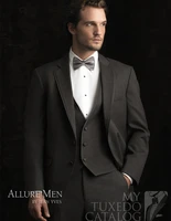 dark gray wedding tuxedo for men bridegroom suits wool bleed 3 piece custom made free shipping 2018