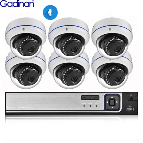 8CH NVR and 6 Camera Gadinan 8CH 4MP CCTV безопасности NVR комплект системы 4MP 3MP POE аудио запись Купол Открытый POE IP камера P2P комплект видеонаблюдения - Цвет: 8CH NVR and 6 Camera