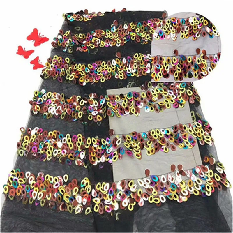 Nigerian Tulle Lace Fabaric Latest Design Net 2019 High Quality French African 3d Sequins big Fabric For Wedding Dress | Дом и сад