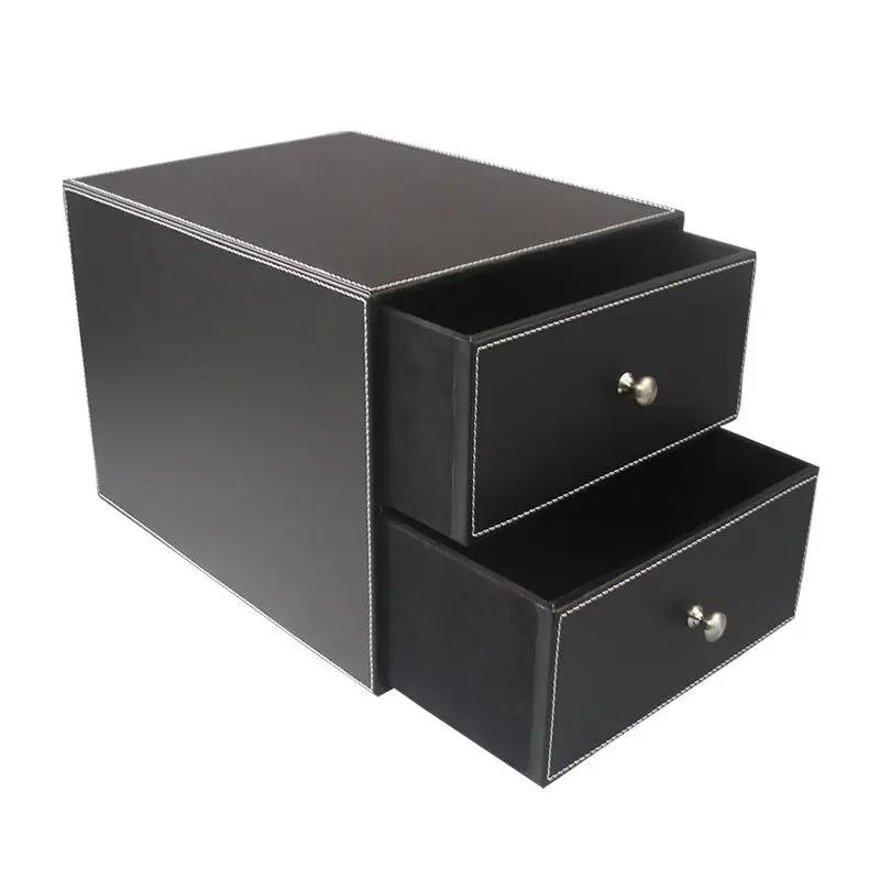 Ever Perfect 2 ящика/Двухслойный Кожаный шкаф для хранения документов Настольный