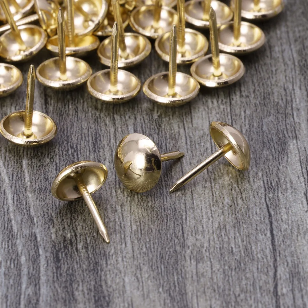

100Pcs Antique Brass Upholstery Nails For Furniture Tacks Pushpins Hardware Decor New