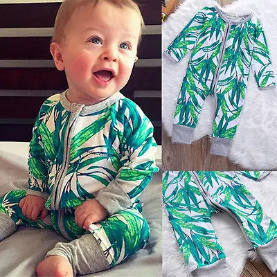 2016 осенне зимний детский комбинезон с бамбуковыми листьями для маленьких