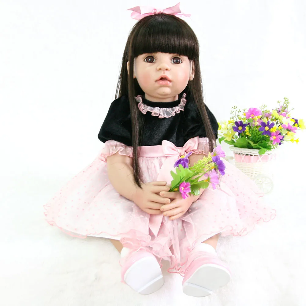 toy bebe girl reborn fake newborn babies soft 3/4 silicone dolls for children beautiful birthday gift bonecas brinquedo menina | Игрушки и