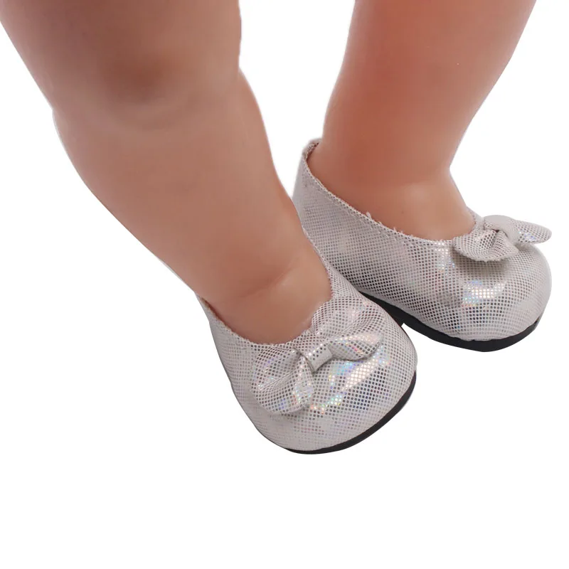 43 cm baby dolls shoes new born Shiny silver bow princess white dress Baby toys fit American 18 inch Girls doll g31 | Игрушки и хобби