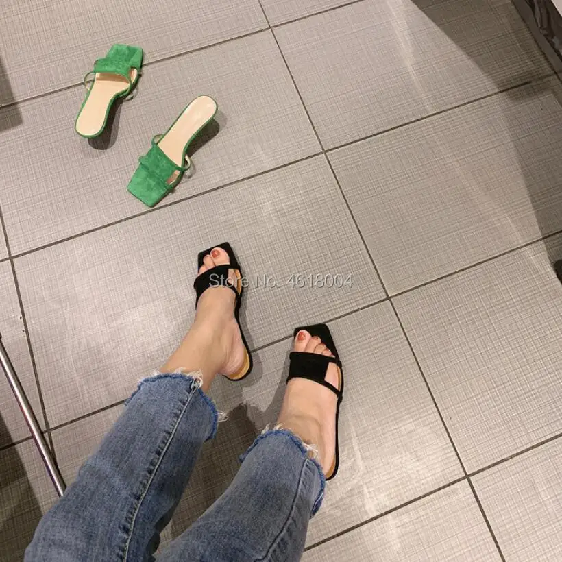Женские сандалии без задника KALMALL зеленые сандалии-гладиаторы на каблуке рюмочка
