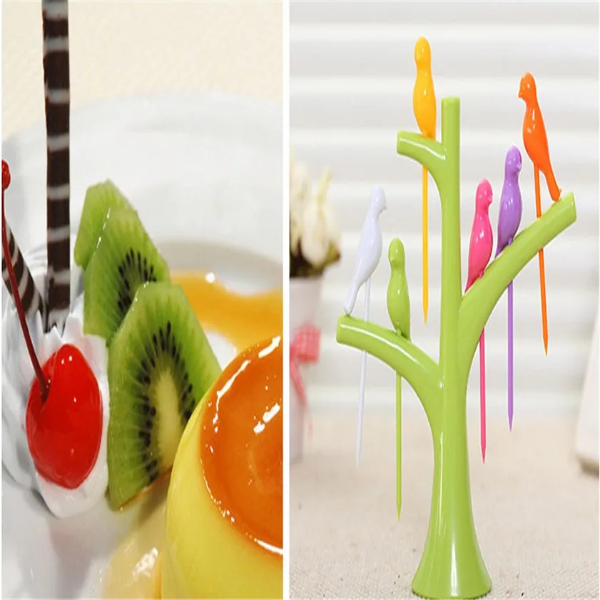 2017 милые птицы фрукты вилка на дереве десерт торт столовая посуда вечеринка