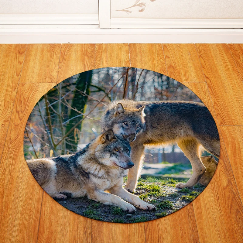 Круглый коврик с волком для гостиной спальни домашнего декора Детский мягкий
