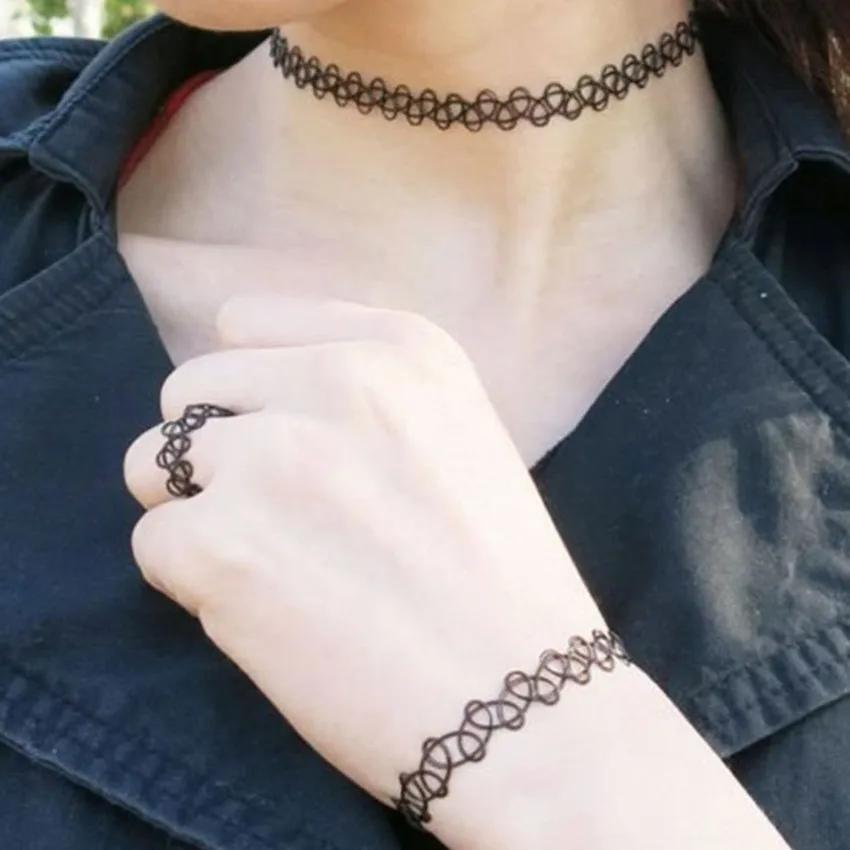 2018 9 шт колье набор стрейч бархат Классический готический шнурок татуировки