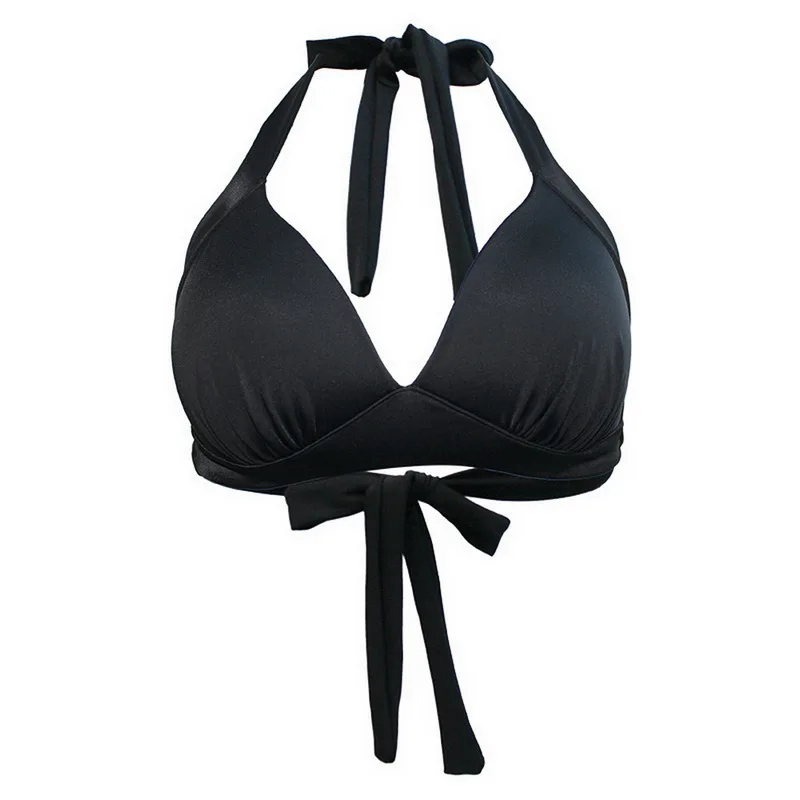 C-Bikini Top (4) Винтажный пуш-ап бикини Топ контрастный цвет клетчатый принт бикини бюстгальтер сексуальный женский бандаж из двух частей раздельный купальник синий красный черный - Цвет: C-Bikini Top (4)