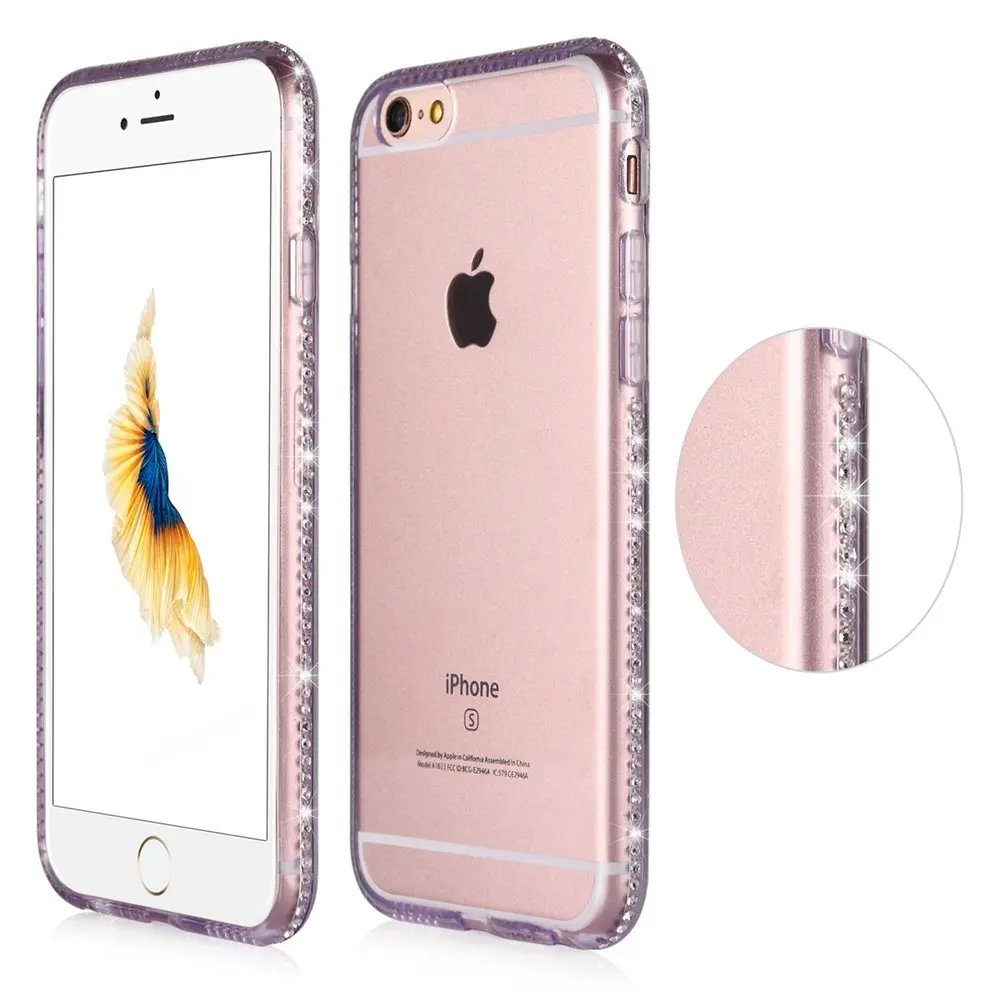 Чехол Portefeuille для Iphone 6 S прозрачная защитная задняя крышка блестящая оправа со