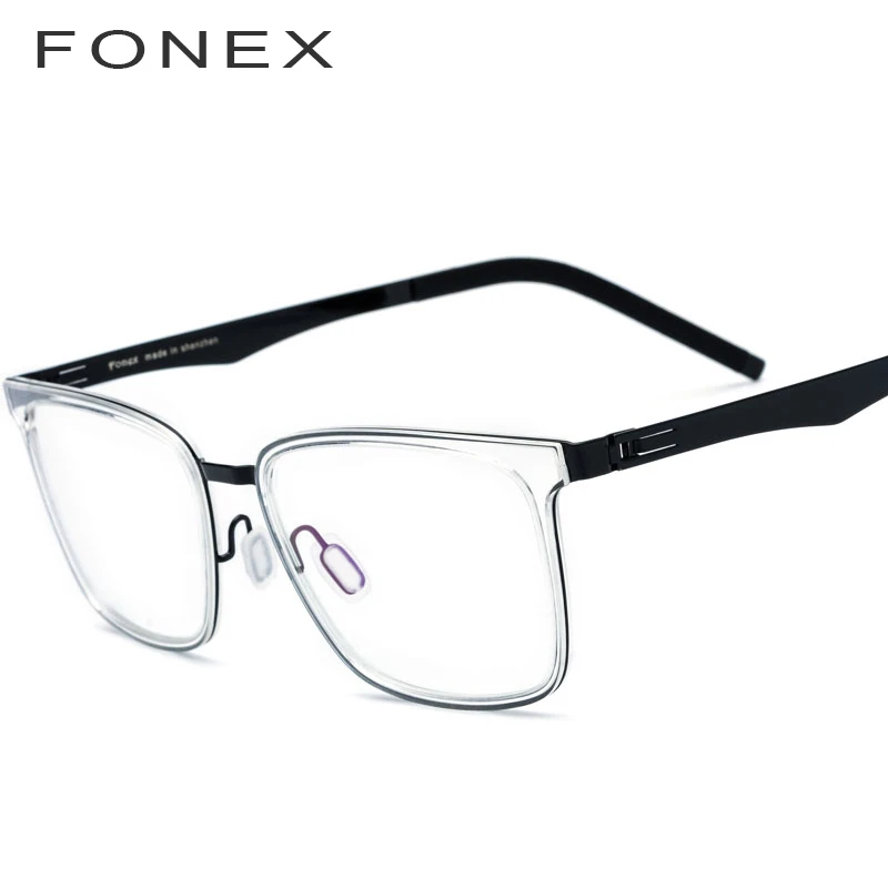 FONEX TR90, оправа для очков, Мужские квадратные очки по рецепту,, новинка, близорукость, оптическая оправа, очки для женщин, Безвинтовые очки - Цвет оправы: Прозрачный