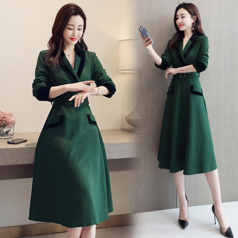 Женское офисное платье с длинным рукавом корейское весеннее высокого качества